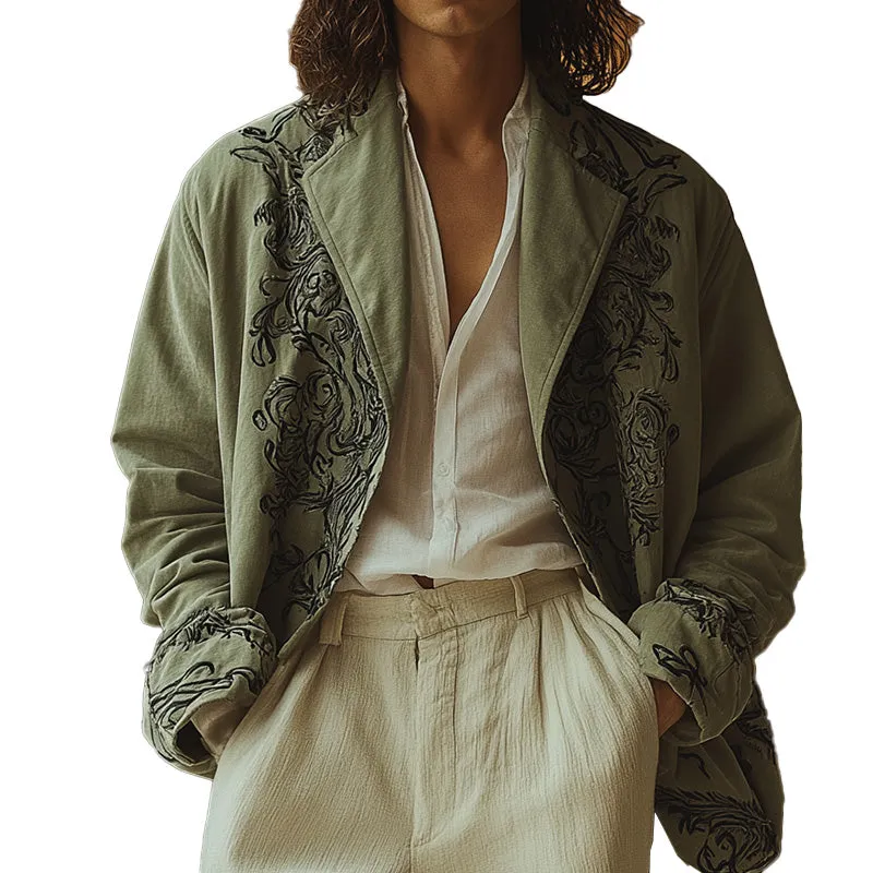 Men's Western Vintage Embroidered Shirt Coat MTA2837C5P sold by Manly