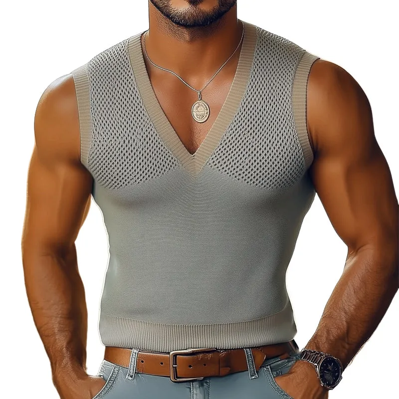 Men's Summer Basic V-neck Thin Slim Tank Top MTA0326D9U sold by Manly