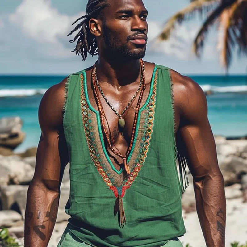 Men's Casual Vintage Embroidered Tank Tops MTA0344D5X sold by Manly product image thumbnail 3