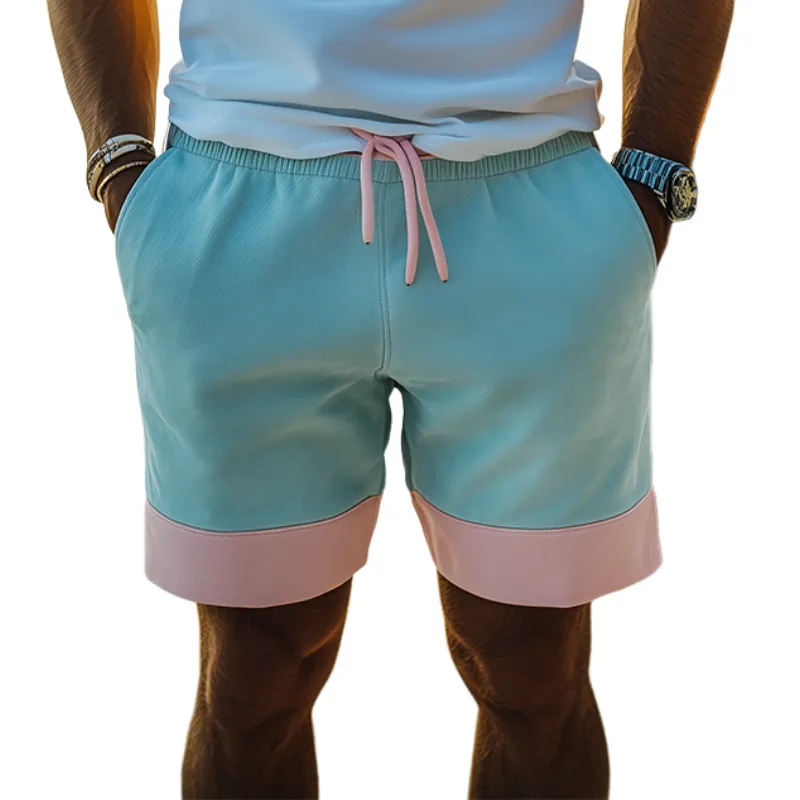 Men's Spring and Summer Fashion Casual Elastic Waist Suede Beach Shorts MTA0353D1K sold by Manly