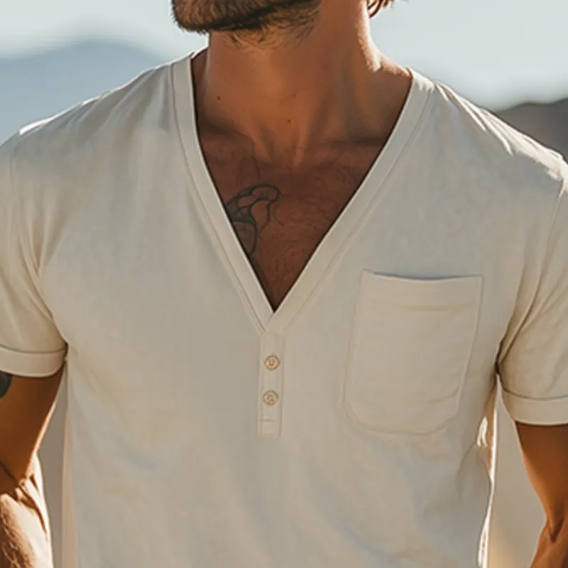 Men's Spring Fashion Casual Suede V-neck Short-sleeved T-shirt MTA0323D5K sold by Manly product image thumbnail 4