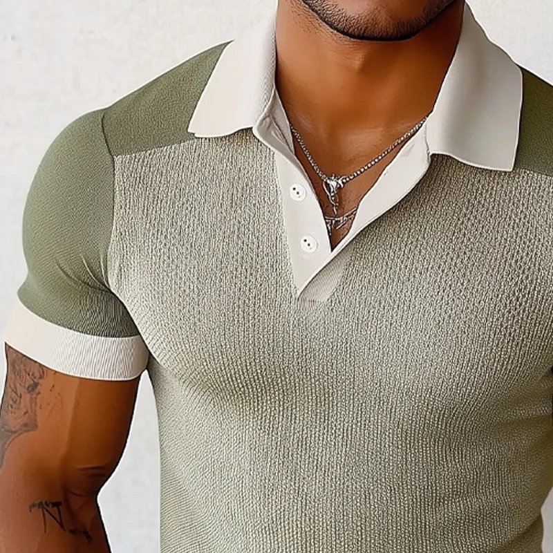 Men's Summer Comfortable Elastic Colorblock Polo Shirt MTA0382D1U sold by Manly product image thumbnail 3