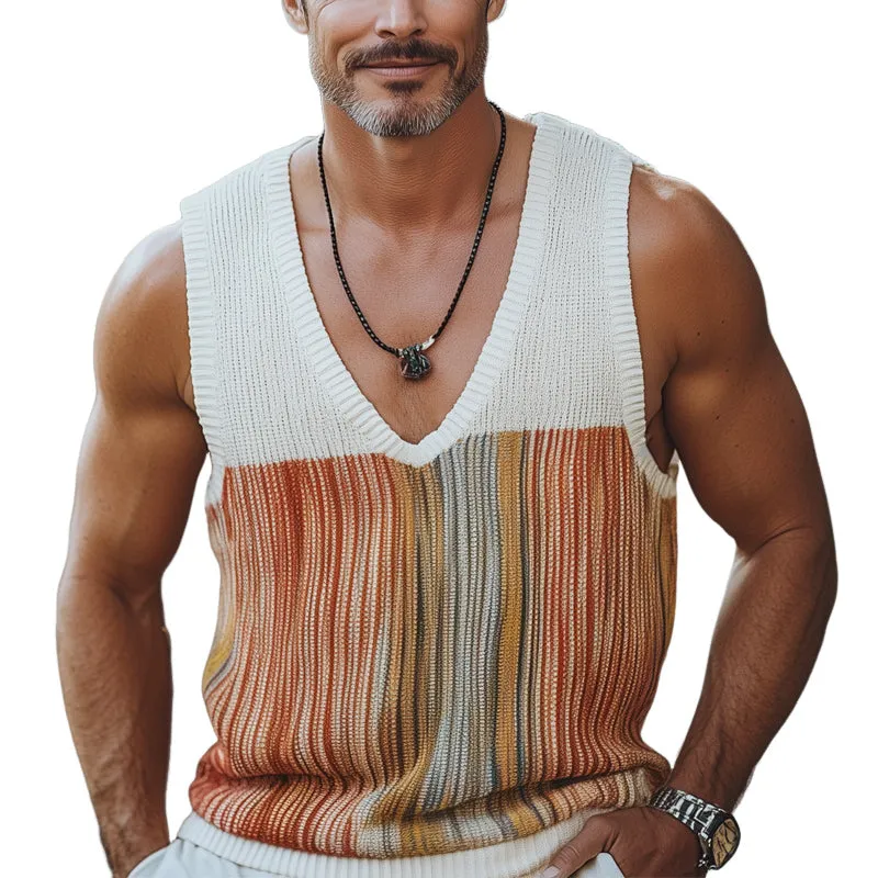 Men's Summer Fashion Casual V-neck Knitted Tank Top MTA0360D0U sold by Manly