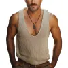 Men's Summer Solid Color Deep V Neck Knitted Tank Top MTA0306D1U sold by Manly