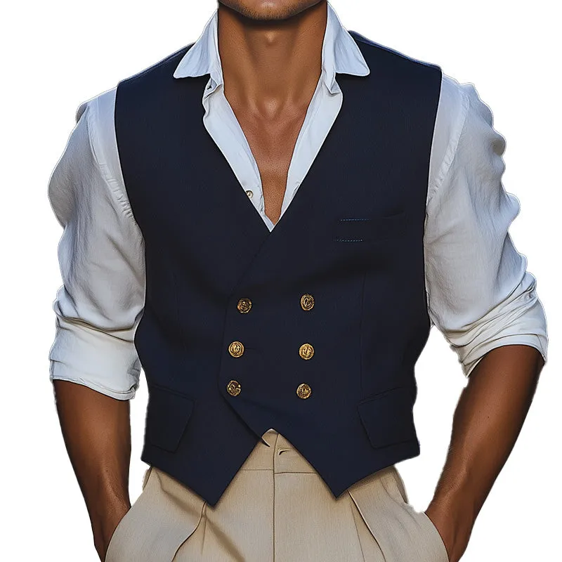 Men's Business Casual Simple Suit Vest MTA3184C2P sold by Manly