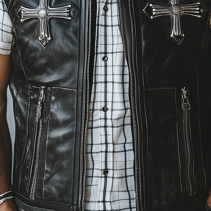 Men's Western Vintage Leather Fashion Vest MTA0300D0P sold by Manly product image thumbnail 3