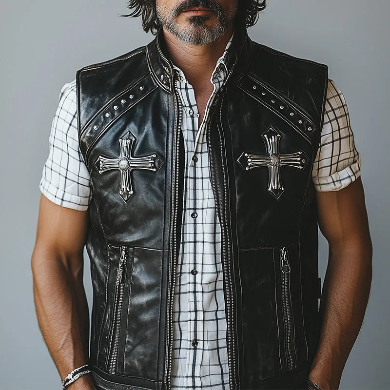 Men's Western Vintage Leather Fashion Vest MTA0300D0P sold by Manly product image thumbnail 2