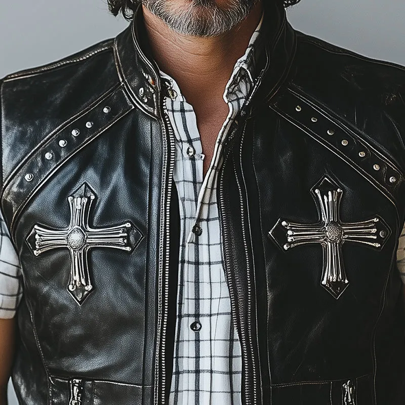 Men's Western Vintage Leather Fashion Vest MTA0300D0P sold by Manly product image thumbnail 4