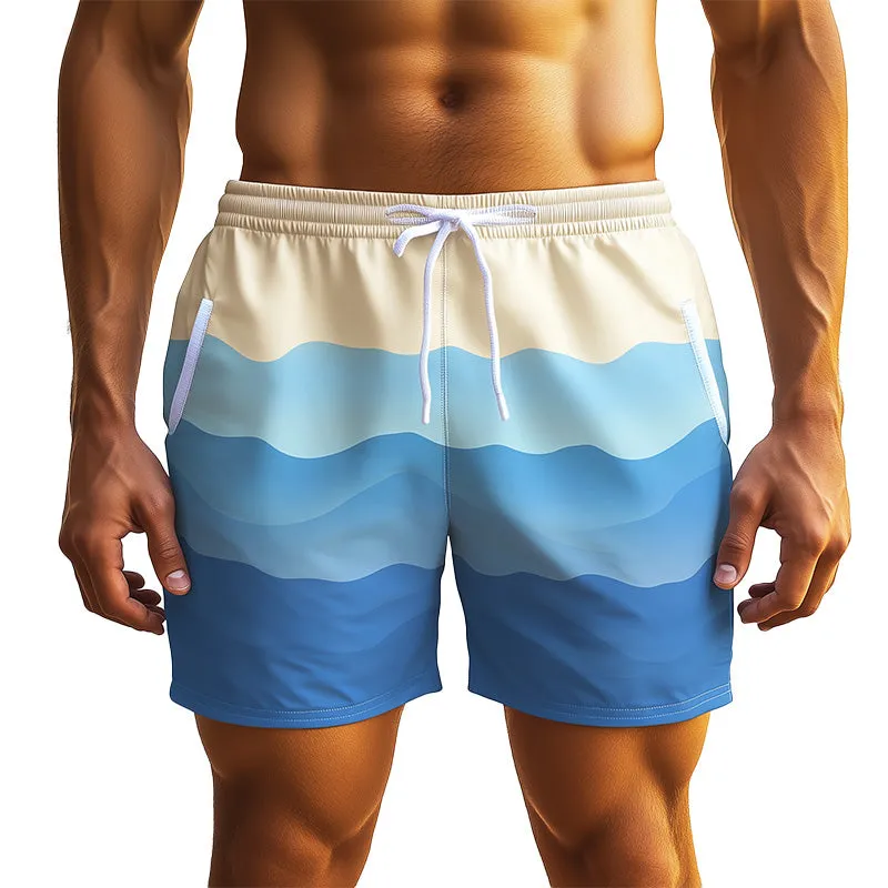 Men's Fashion Wave Striped Casual Sports Shorts MTA0349D7P sold by Manly