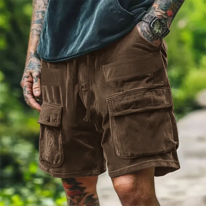 Men's Casual Corduroy Multi-Pocket Loose Cargo Shorts MTA3135C9M sold by Manly product image thumbnail 2