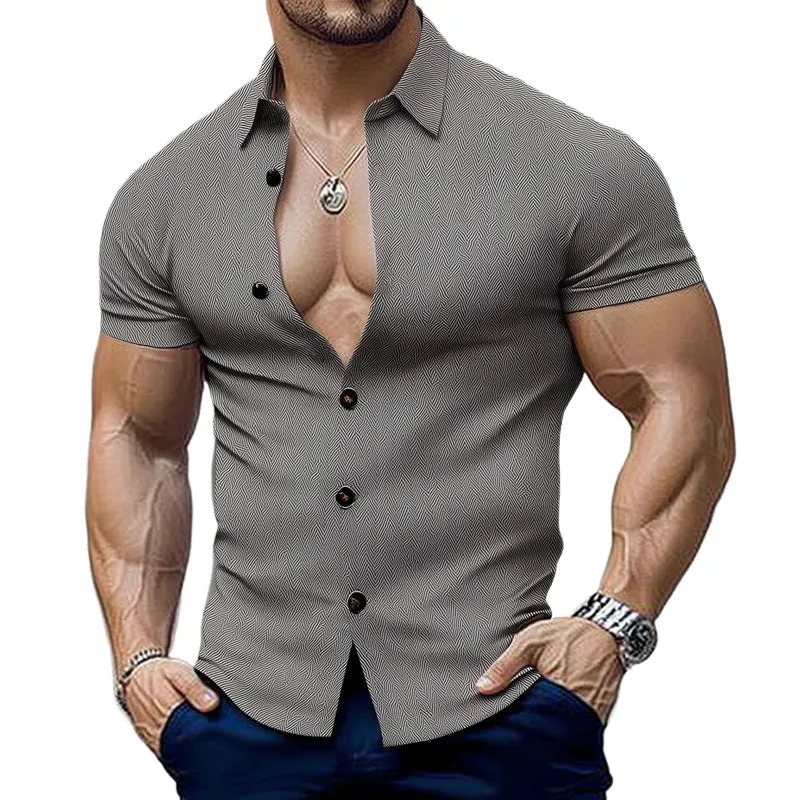 Men's Summer Business Textured Short Sleeve Slim Shirt MTA0301D4U sold by Manly