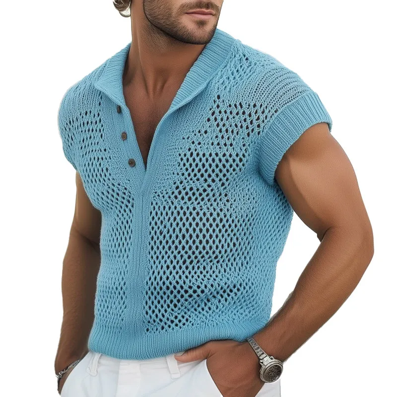 Men's Summer Fashion Knitted Mesh Breathable T-shirt MTA0297D9U sold by Manly