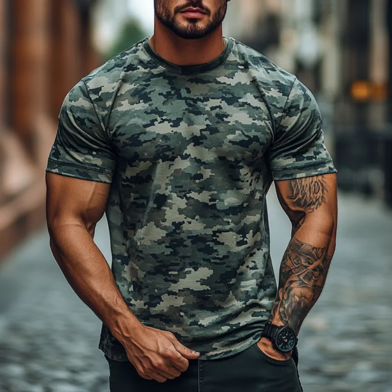 Men's Casual Outdoor Camouflage Cotton Round Neck Short Sleeve T-Shirt MTA2437C7M sold by Manly product image thumbnail 2