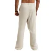Men's Casual Cotton and Linen Solid Color Elastic Beach Pants MTA0384D5X sold by Manly
