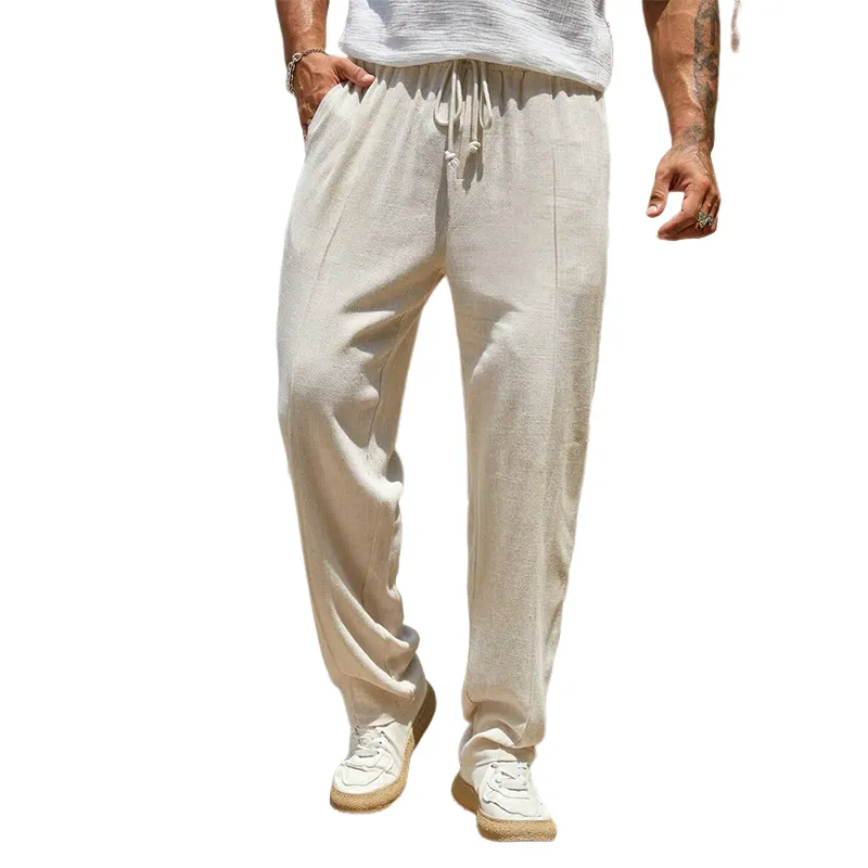 Men's Casual Solid Color Cotton And Linen Pants MTA0344D3X sold by Manly