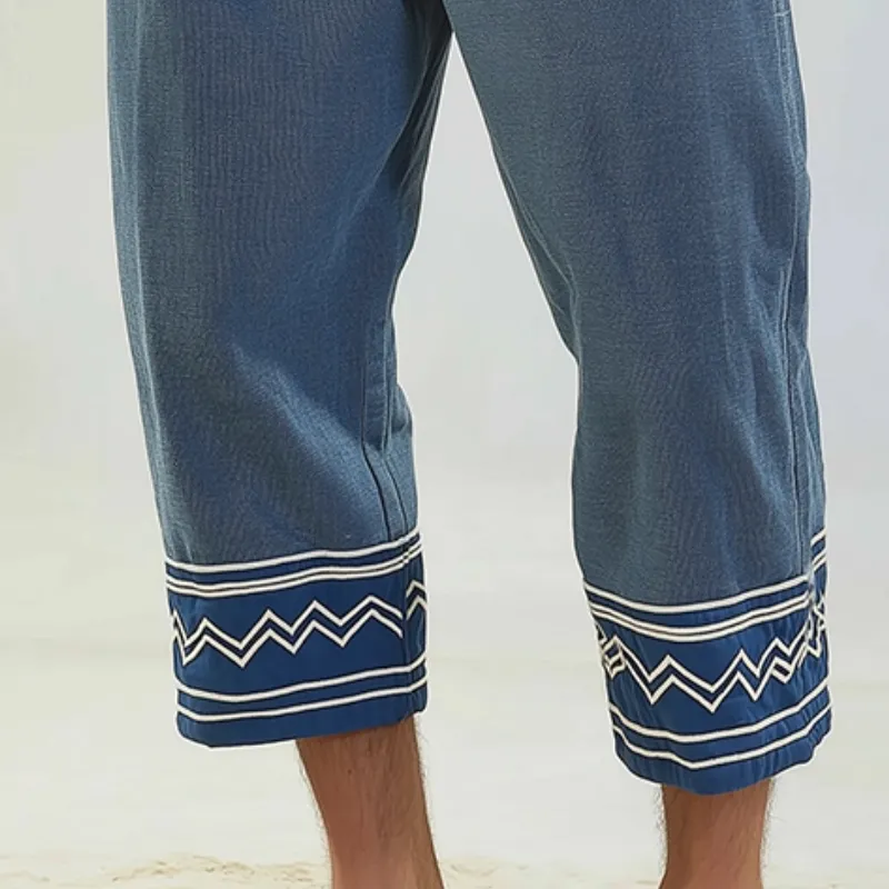 Men's Retro Casual Ethnic Style Geometric Print Cropped Pants MTA0224D9TO sold by Manly product image thumbnail 3