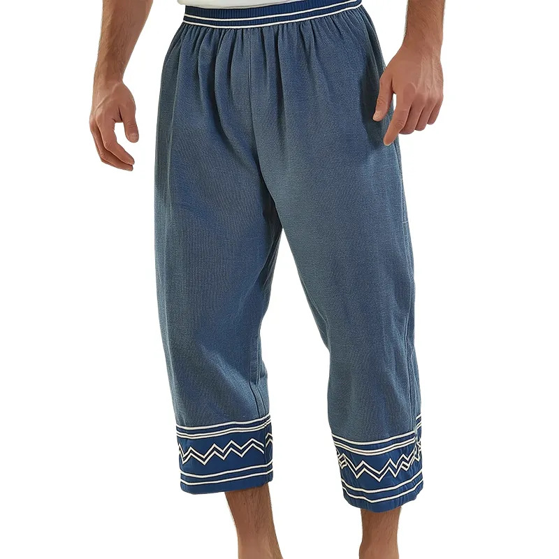 Men's Retro Casual Ethnic Style Geometric Print Cropped Pants MTA0224D9TO sold by Manly