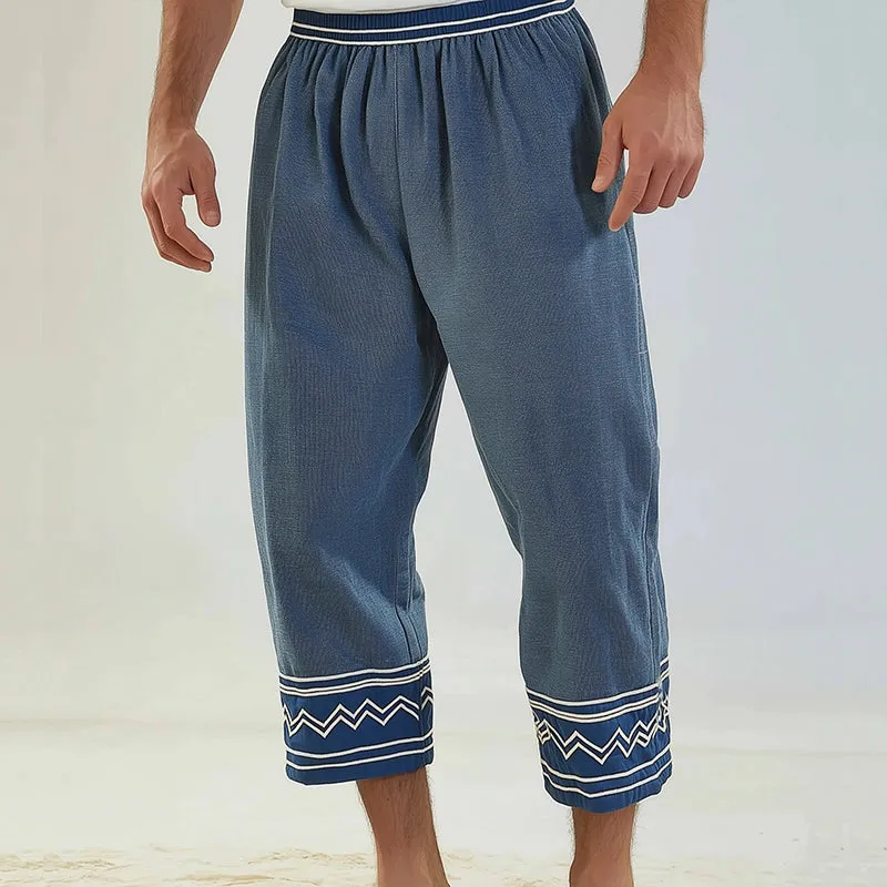 Men's Retro Casual Ethnic Style Geometric Print Cropped Pants MTA0224D9TO sold by Manly product image thumbnail 2