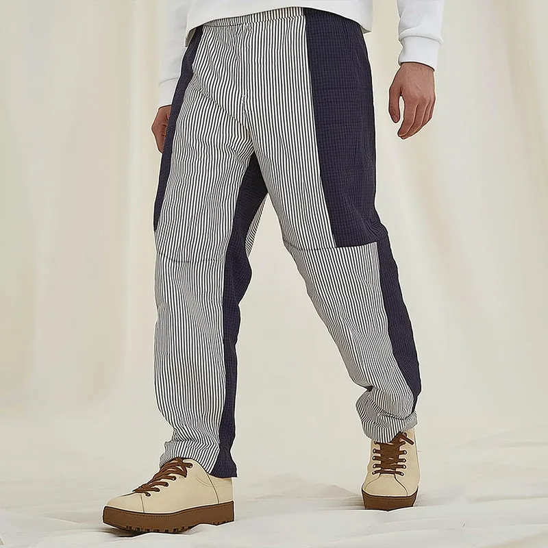 Men's Retro Casual Stitching Checkered Striped Trousers MTA0280D7TO sold by Manly product image thumbnail 2