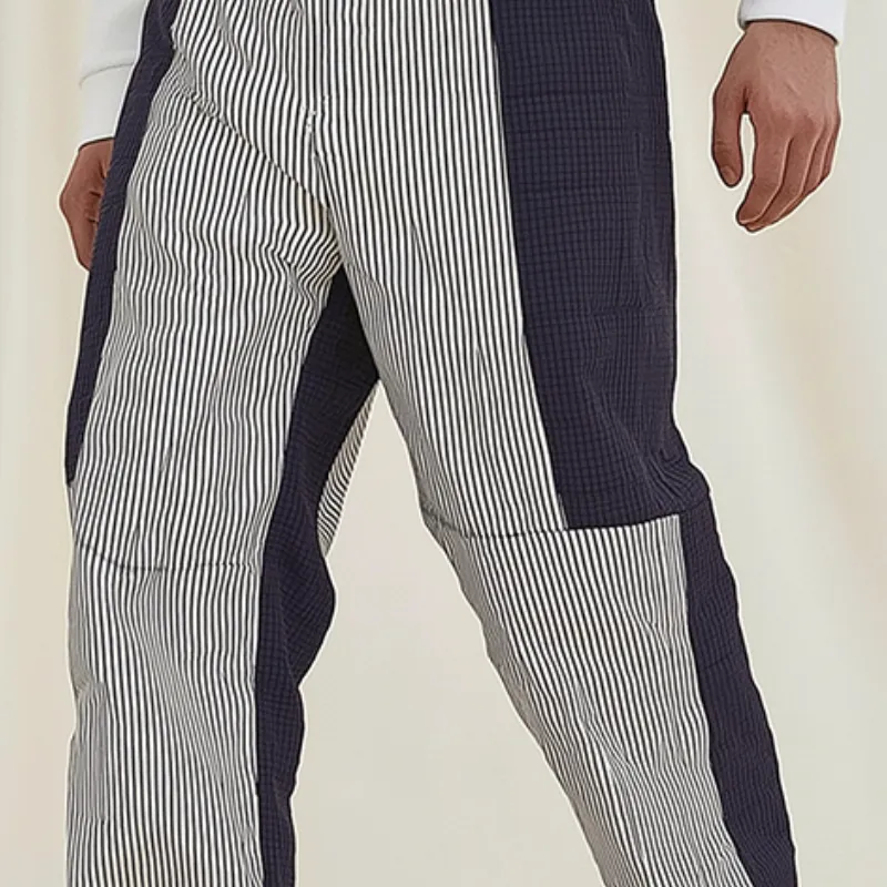 Men's Retro Casual Stitching Checkered Striped Trousers MTA0280D7TO sold by Manly product image thumbnail 3