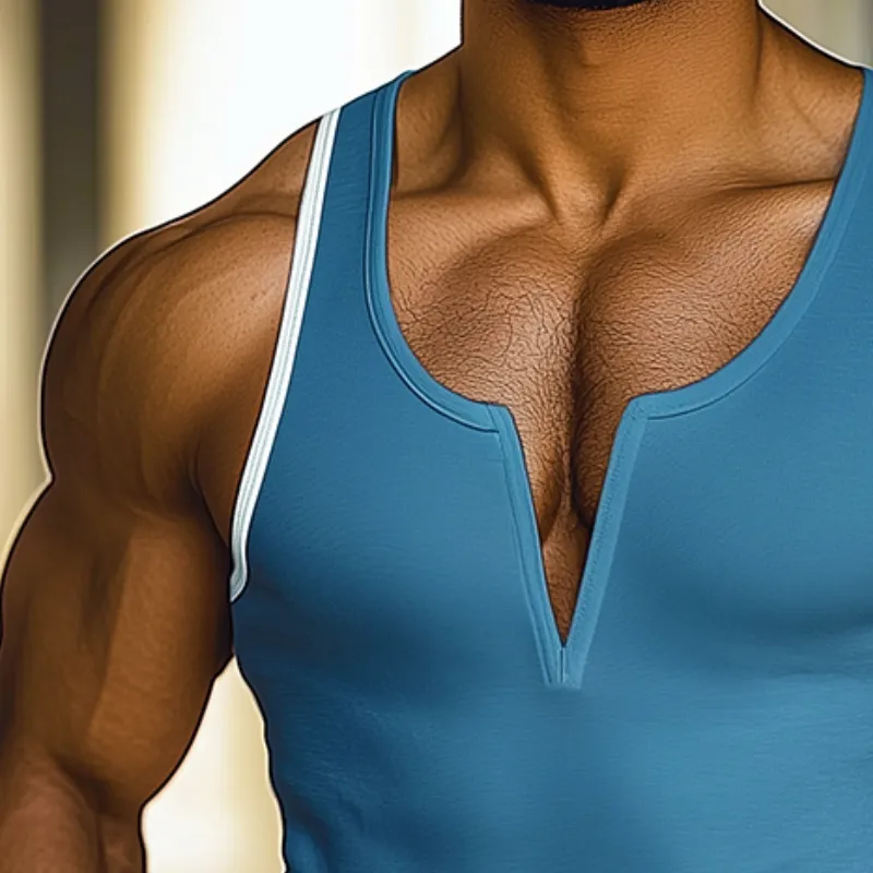 Men's Vintage Casual Cotton Solid Color V-Neck Tank Top MTA0237D5TO sold by Manly product image thumbnail 3