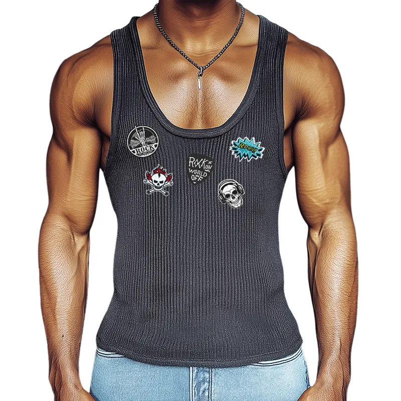 Men's Retro Trend Rock Knit Tank Top MTA0273D6TO sold by Manly