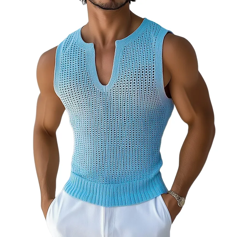 Men's Retro Casual Knit V-Neck Tank Top MTA0234D6TO sold by Manly