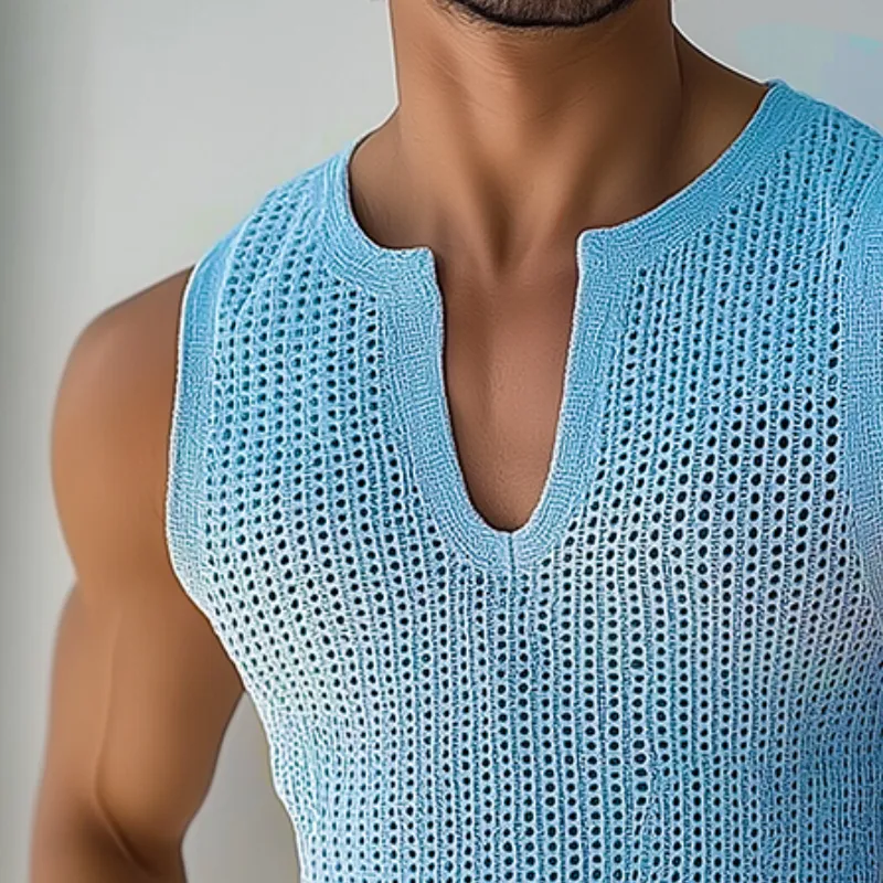 Men's Retro Casual Knit V-Neck Tank Top MTA0234D6TO sold by Manly product image thumbnail 3