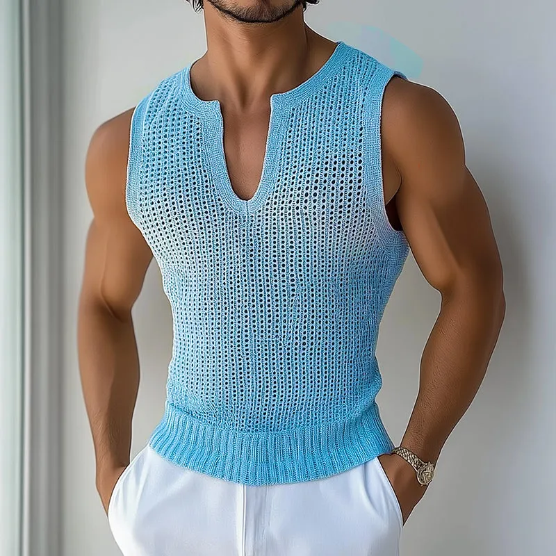 Men's Retro Casual Knit V-Neck Tank Top MTA0234D6TO sold by Manly product image thumbnail 2