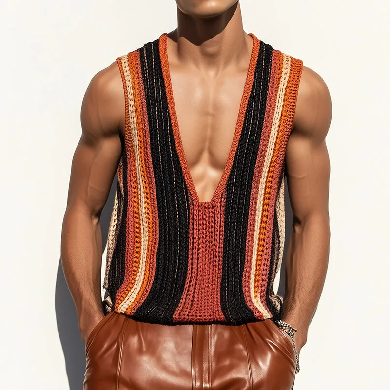 Men's Retro Casual Knit Striped Tank Top MTA0241D0TO sold by Manly product image thumbnail 2