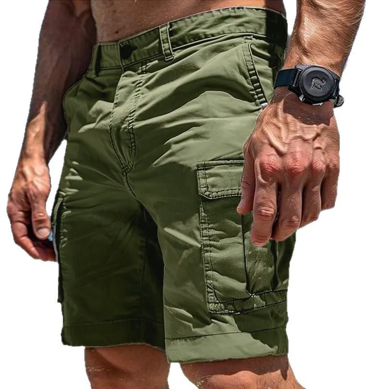 Men's Solid Color Multi-Pocket Cargo Shorts MTA0147D3X sold by Manly