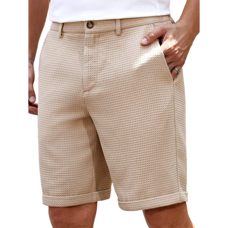 Men's Solid Waffle Plain Casual Shorts MTA0315D8X sold by Manly