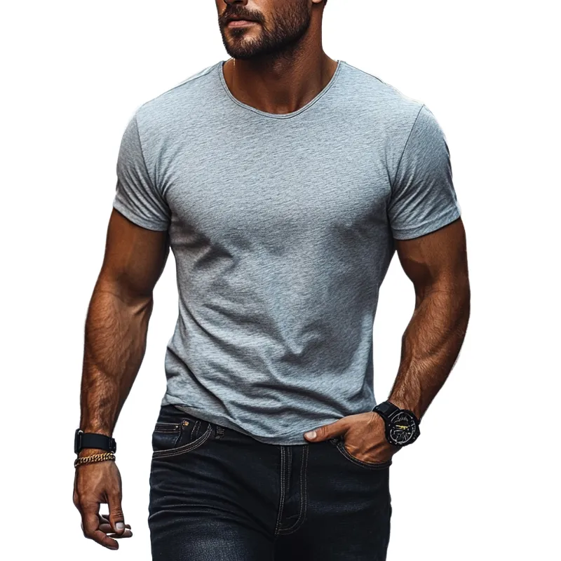 Men's Cotton Blend Crew Neck Short Sleeve T-Shirt MTA0114D9X sold by Manly