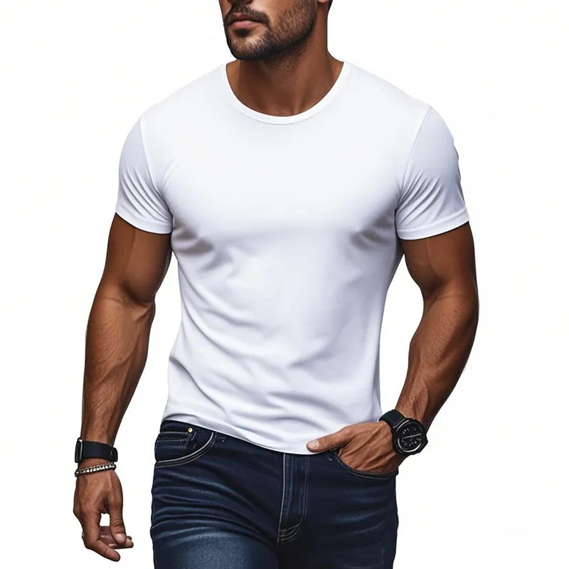 Men's Cotton Blend Crew Neck Short Sleeve T-Shirt MTA0114D9X sold by Manly product image thumbnail 3