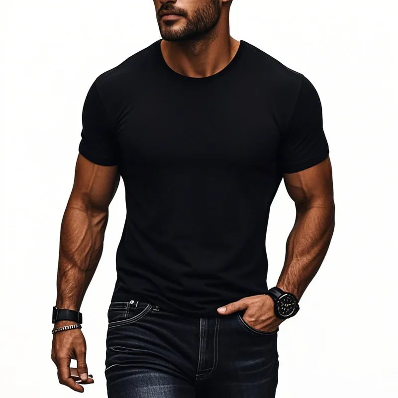 Men's Cotton Blend Crew Neck Short Sleeve T-Shirt MTA0114D9X sold by Manly product image thumbnail 5
