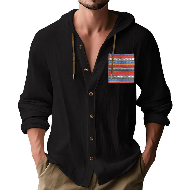 Men's Contrast Panel Cotton Long Sleeve Hoodie MTA0165D1X sold by Manly product image thumbnail 4