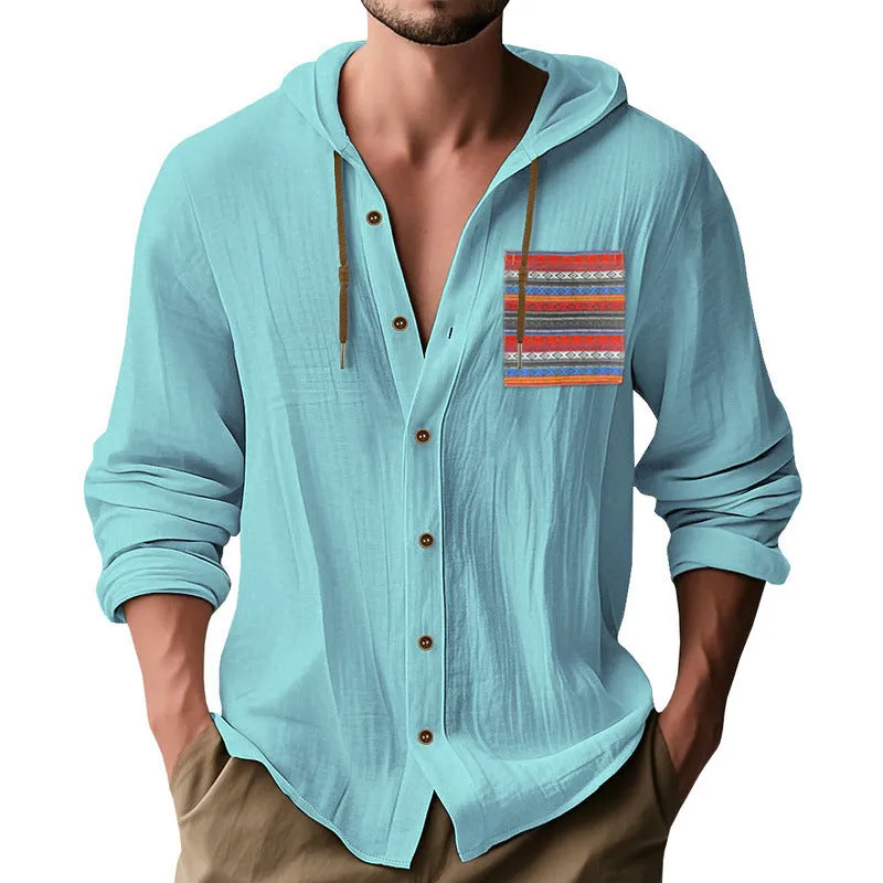 Men's Contrast Panel Cotton Long Sleeve Hoodie MTA0165D1X sold by Manly product image thumbnail 3