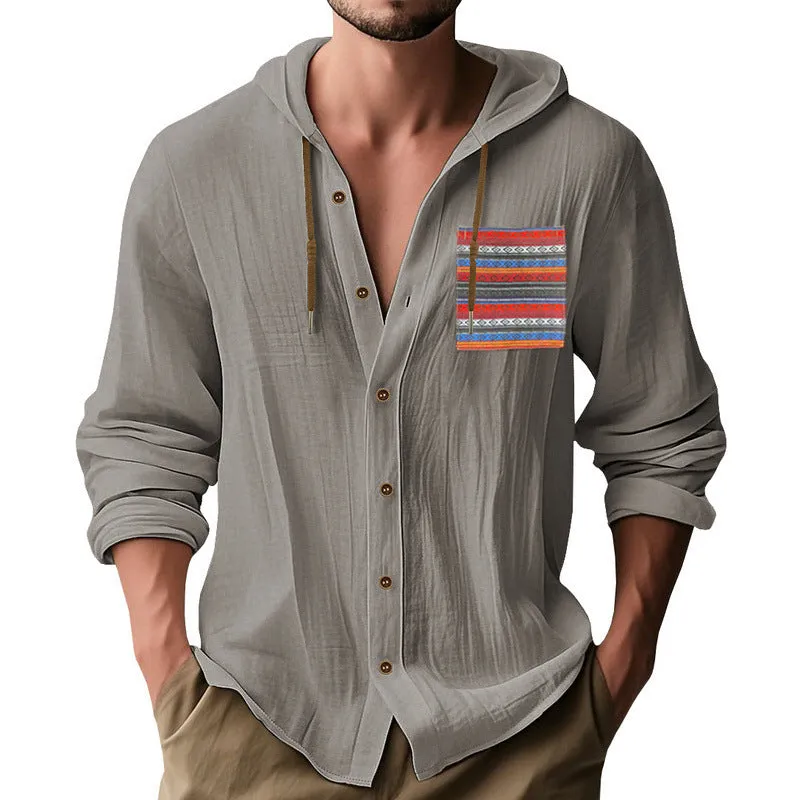 Men's Contrast Panel Cotton Long Sleeve Hoodie MTA0165D1X sold by Manly product image thumbnail 2