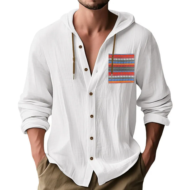 Men's Contrast Panel Cotton Long Sleeve Hoodie MTA0165D1X sold by Manly