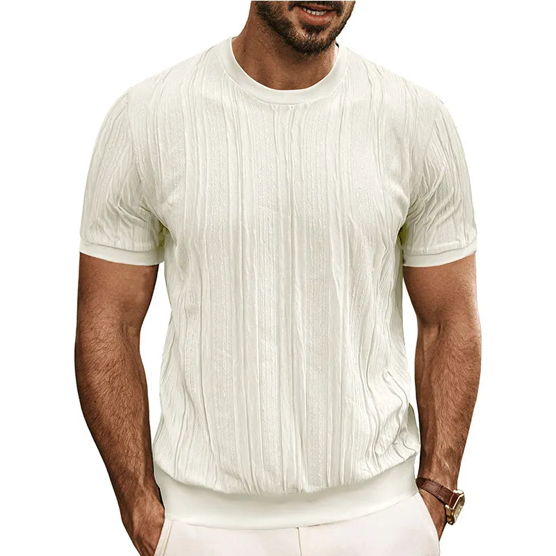 Men's Casual Round Neck Textured Short Sleeve T-Shirt MTA0112D7X sold by Manly