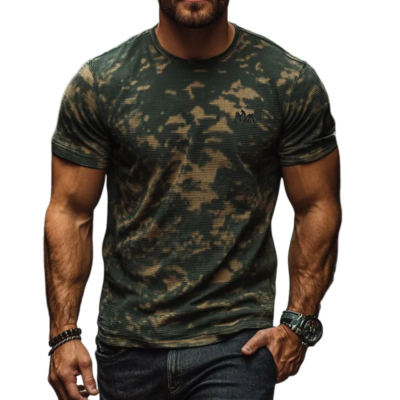 Men's Retro Camouflage Printed Round Neck Short Sleeve T-Shirt MTA0159D6X sold by Manly