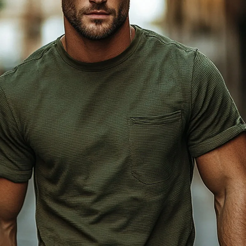 Men's Waffle Crew Neck Short Sleeve T-Shirt MTA0157D1X sold by Manly product image thumbnail 3