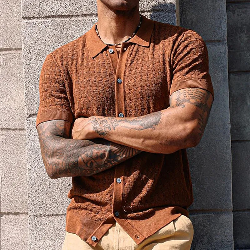 Men's Solid Color Knitted Short Sleeve POLO Shirt MTA0142D9X sold by Manly product image thumbnail 4
