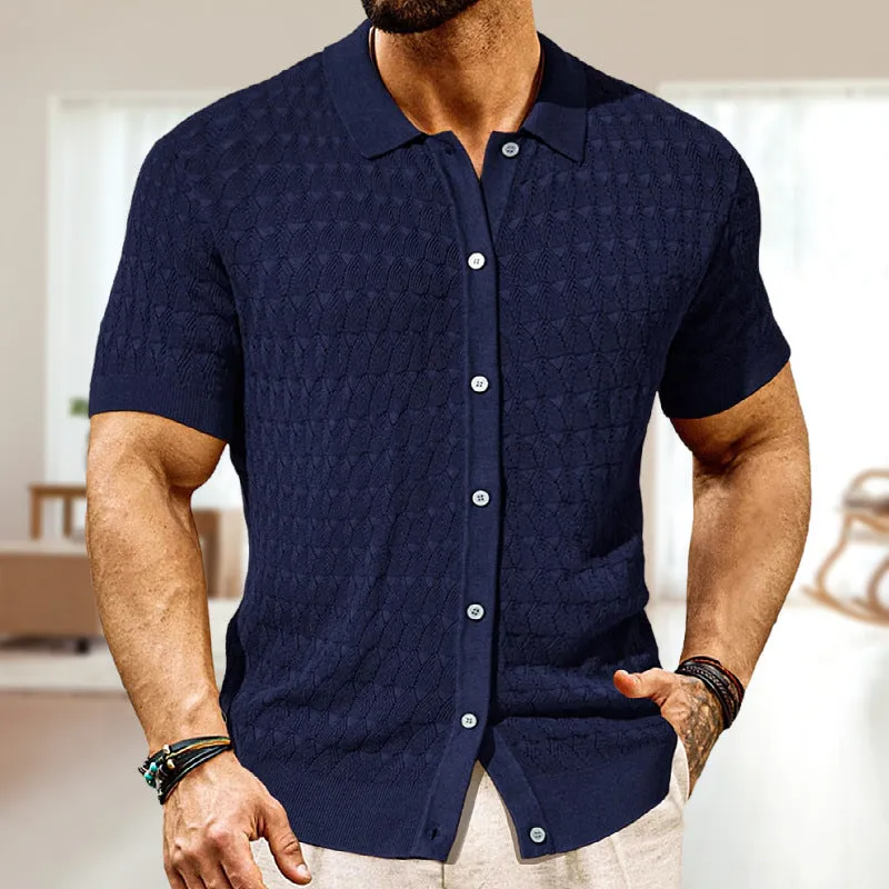 Men's Solid Color Knitted Short Sleeve POLO Shirt MTA0142D9X sold by Manly product image thumbnail 5