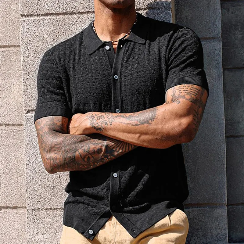 Men's Solid Color Knitted Short Sleeve POLO Shirt MTA0142D9X sold by Manly product image thumbnail 2