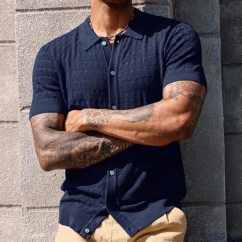 Men's Solid Color Knitted Short Sleeve POLO Shirt MTA0142D9X sold by Manly product image thumbnail 3