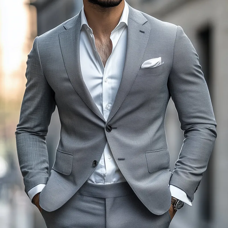 Men's Spring and Autumn Light Grey Two-Button Suit Blazer MTA0245D8U sold by Manly product image thumbnail 2