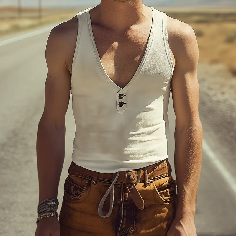 Men's Spring and Summer Fashion Casual Slim Fit Deep V-Neck Suede Vest MTA0238D8K sold by Manly product image thumbnail 2