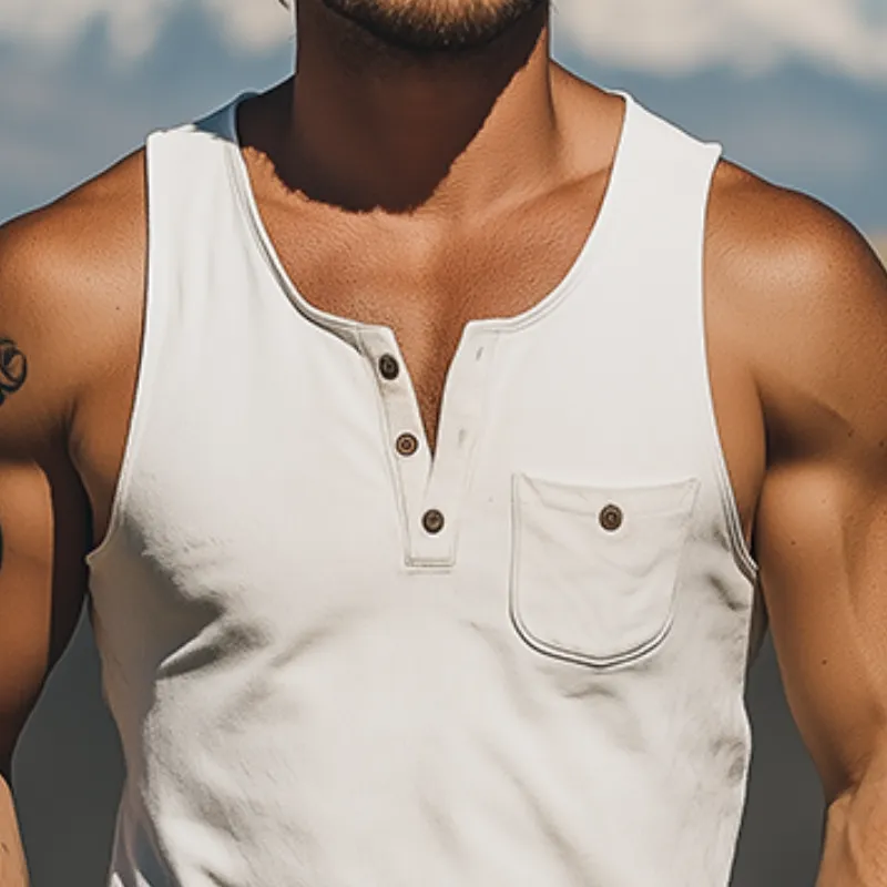 Men's Spring and Summer Fashion Casual Henley Collar Thin Suede Vest MTA0271D4K sold by Manly product image thumbnail 4