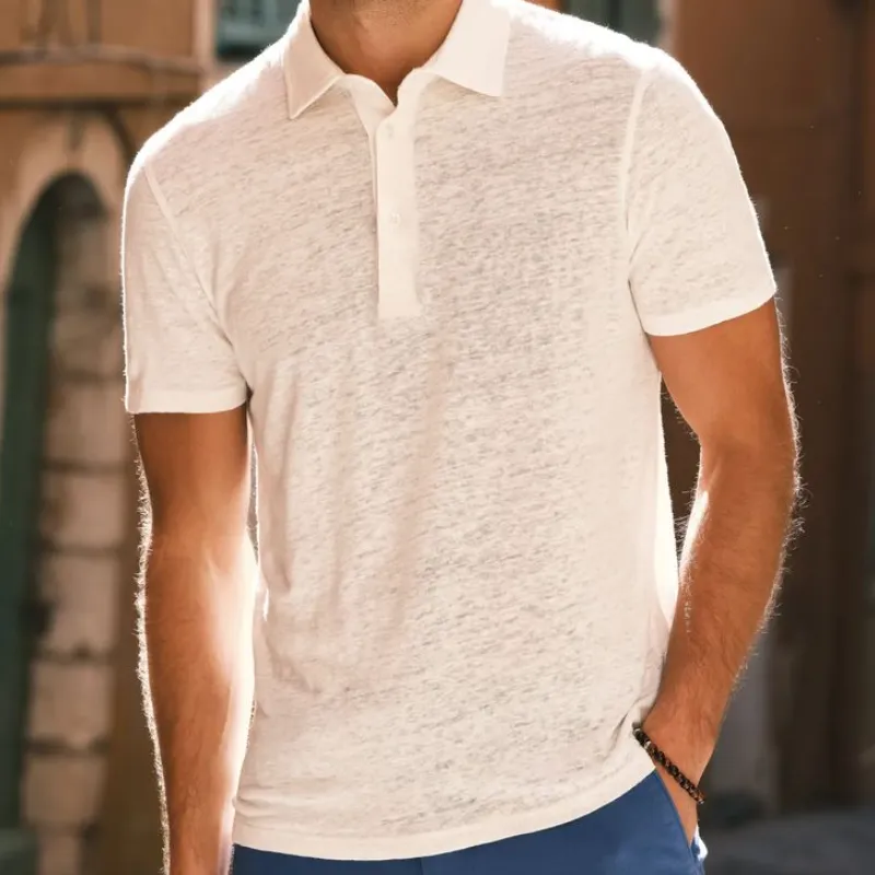 Men's Casual Comfort Cotton Lapel Loose Short Sleeve Polo Shirt MTA3129C2M sold by Manly product image thumbnail 4